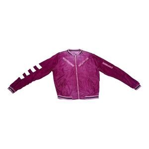 Free City Life Nature Love Magenta Satin Flight Bomber Jacket Small